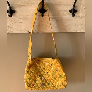 Vera Bradley Silk Collection Courtney Pineapple Polka Dot Handbag Purse